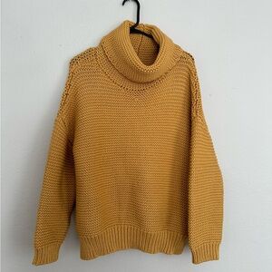 Cozy Yellow Ribbed knit Turtleneck Sweater